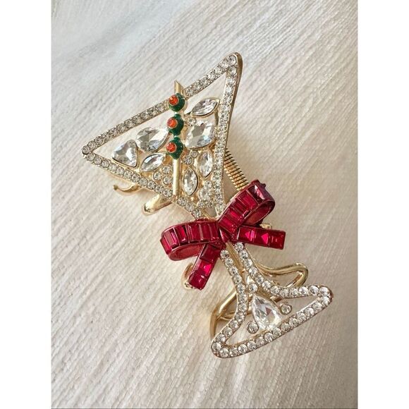 Holiday dirty martini cocktail rhinestone embellished hair claw main image 4